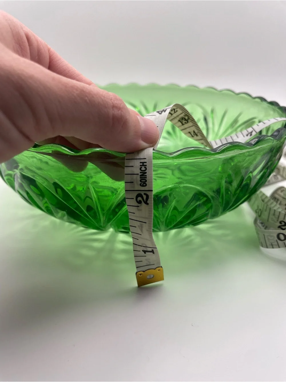 Vintage Green Glass Serving Bowl